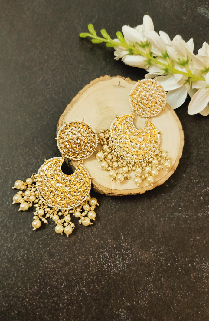 Magadha Champagne Gold Chand Bali Earrings freeshipping - CASA ROZEN