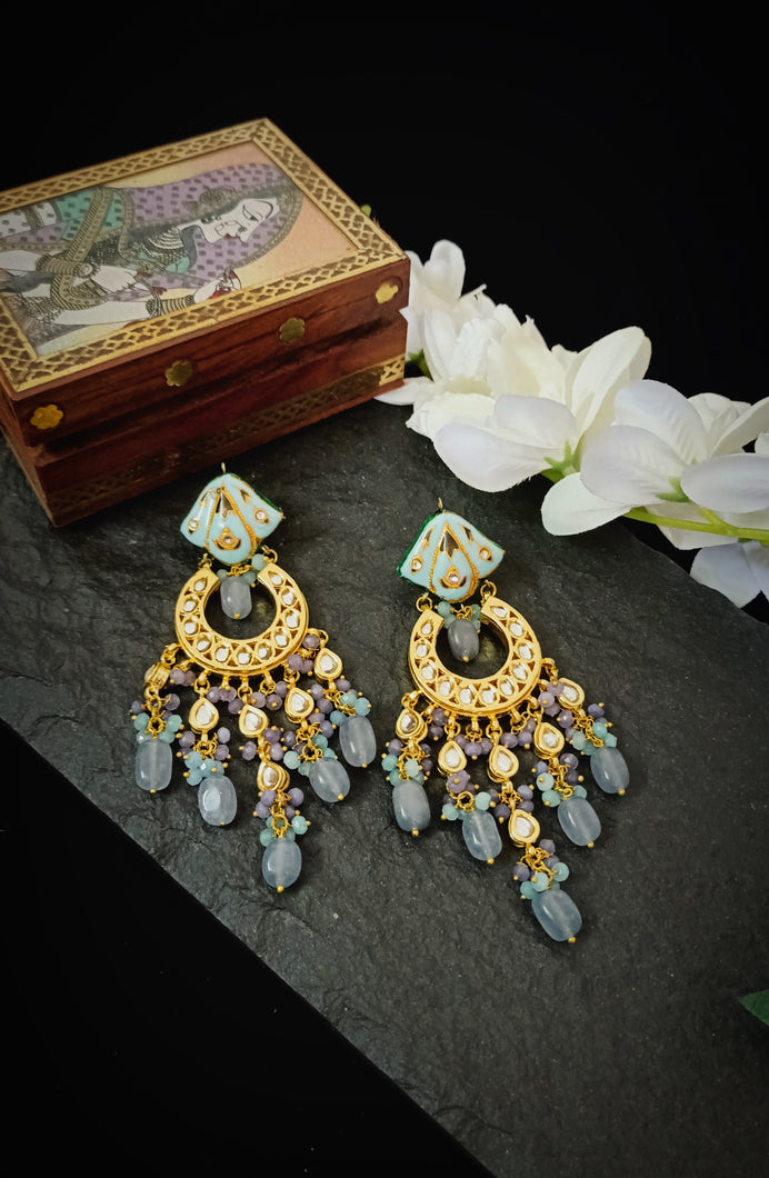 Mandvi Lac Art Work Semi Precious Stone Earrings freeshipping - CASA ROZEN