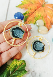 Scala Ash Black Window Druzy Stone Earrings freeshipping - CASA ROZEN