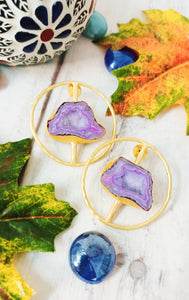 Scala Orchid Purple Window Druzy Stone Earrings freeshipping - CASA ROZEN