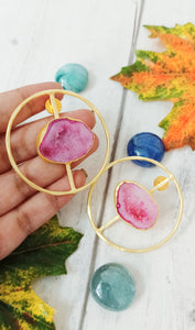 Merry Pink Window Druzy Stone Scala Earrings freeshipping - CASA ROZEN