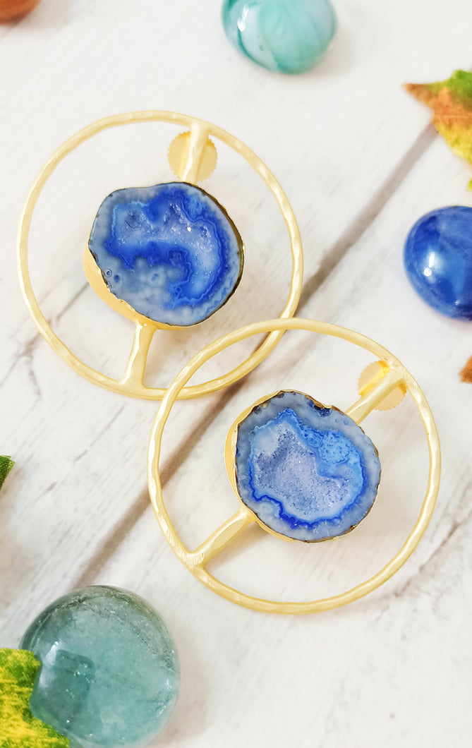 Scala Sera Blue Window Druzy Earrings freeshipping - CASA ROZEN