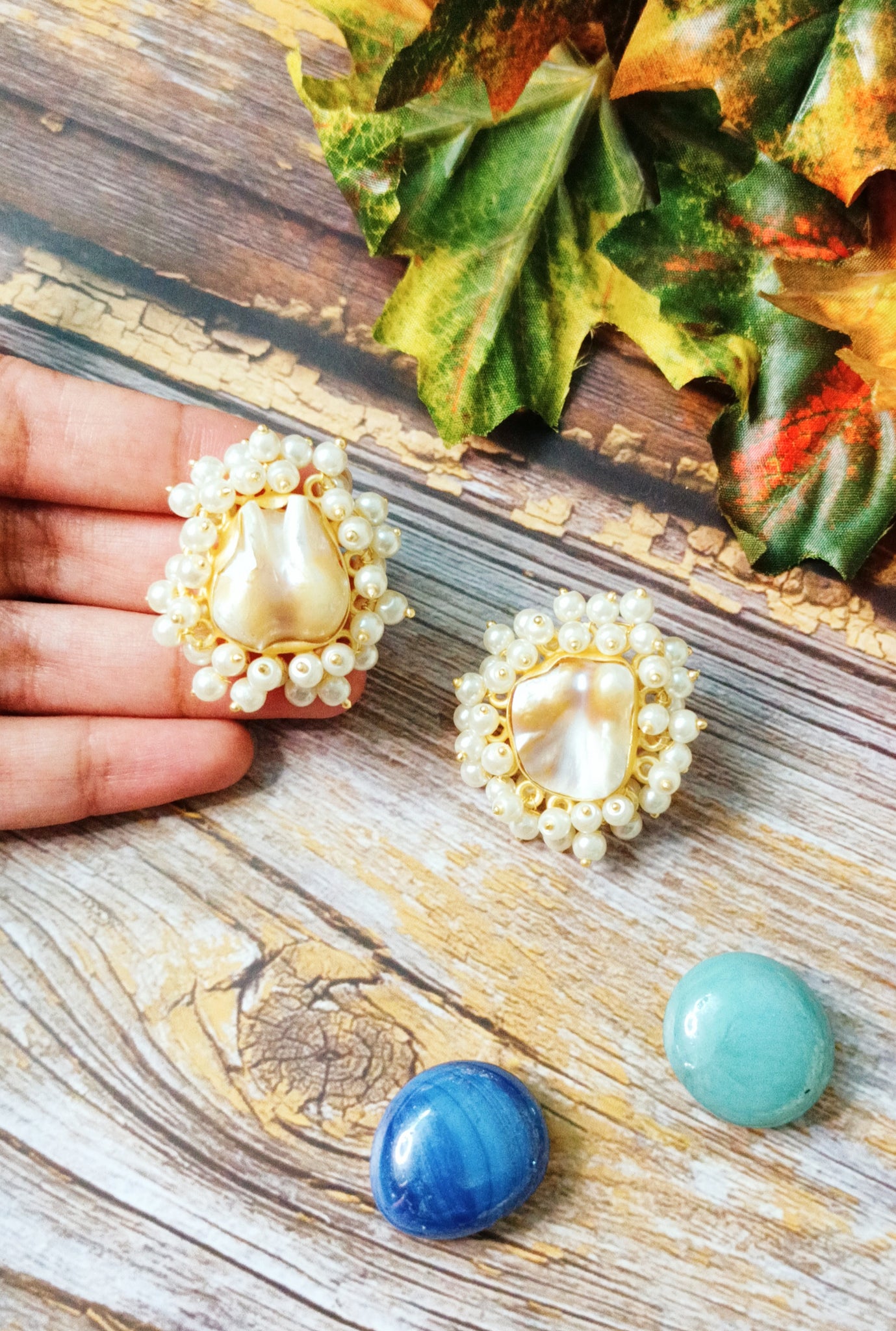 Petite Studio's Gold Ball and Baroque Pearl Drop Earrings