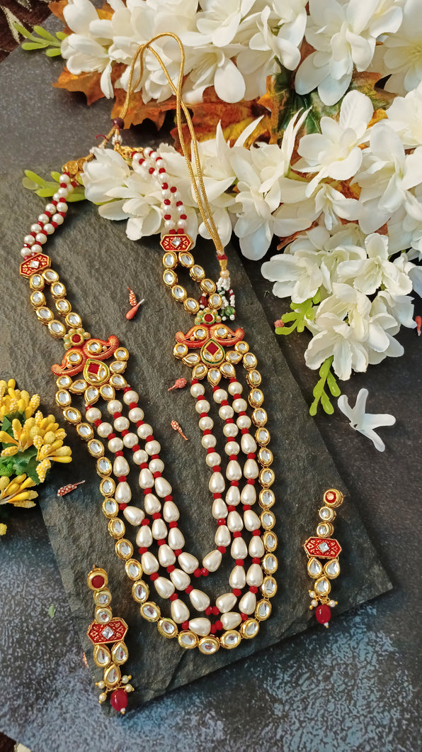 Manasvi 18 Carat Gold Plated Long Haar Kundan Set freeshipping - CASA ROZEN