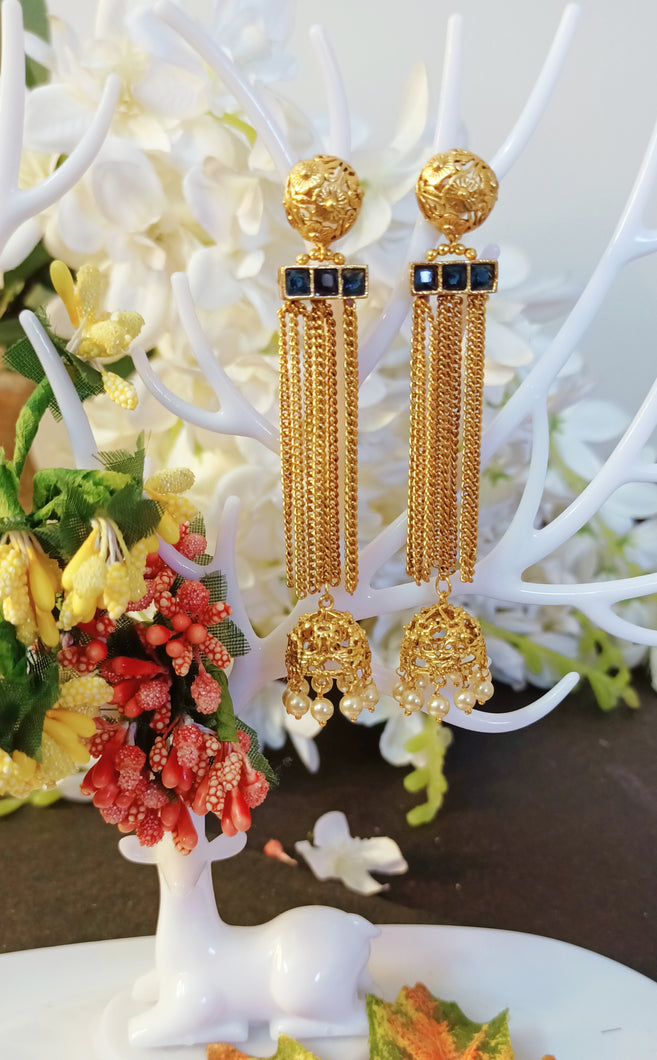 Mirhoz Long Chain Style Tokri Earrings freeshipping - CASA ROZEN