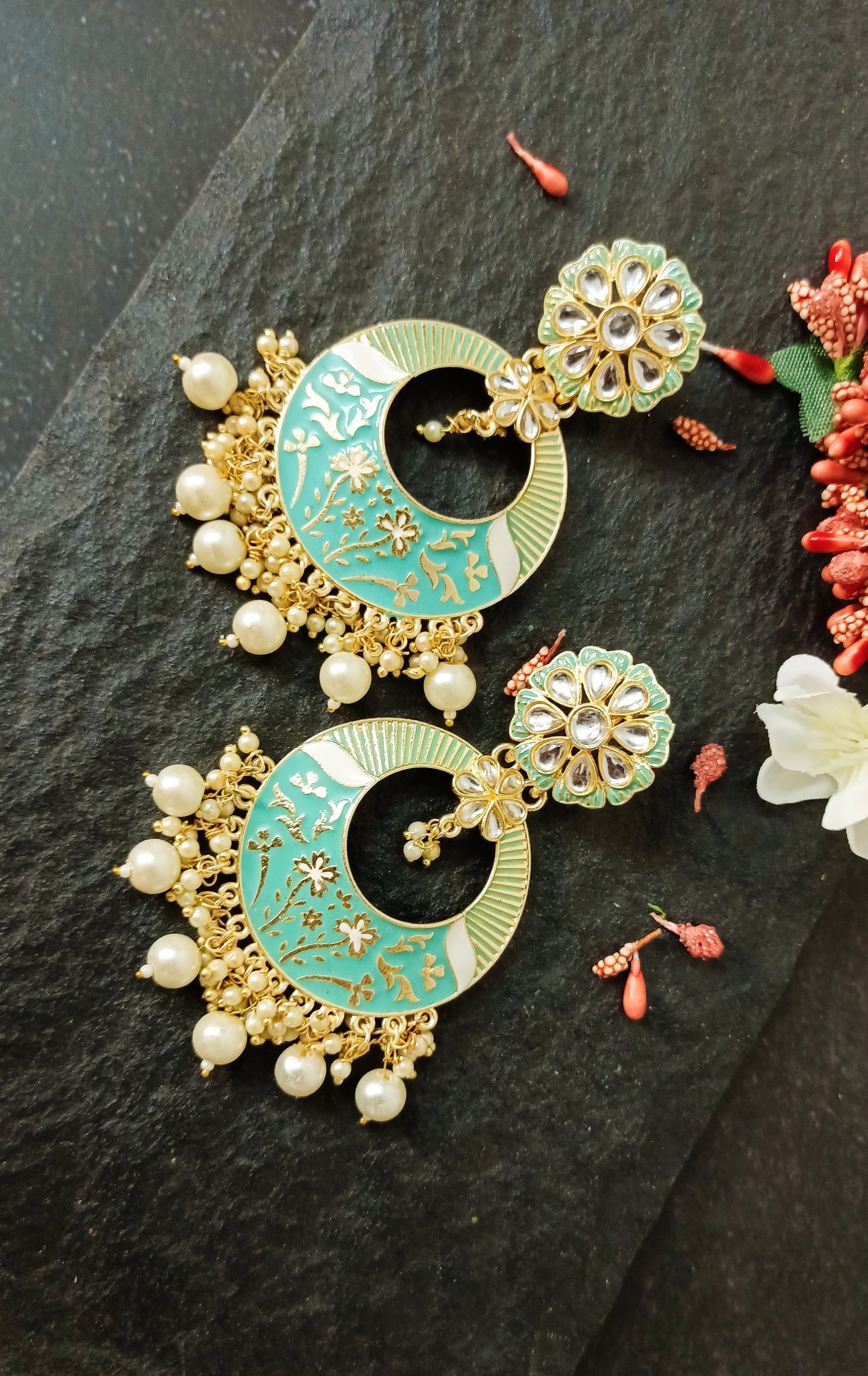 Buy Green Engineered Stones Enchantments Of Pastel Embellished Earrings by  Aulerth X Tribe Amrapali Online at Aza Fashions.