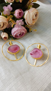 Merry Pink Window Druzy Stone Scala Earrings