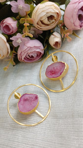 Merry Pink Window Druzy Stone Scala Earrings