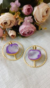 Scala Violet Strike Window Druzy Earrings