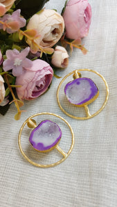 Scala Violet Strike Window Druzy Earrings