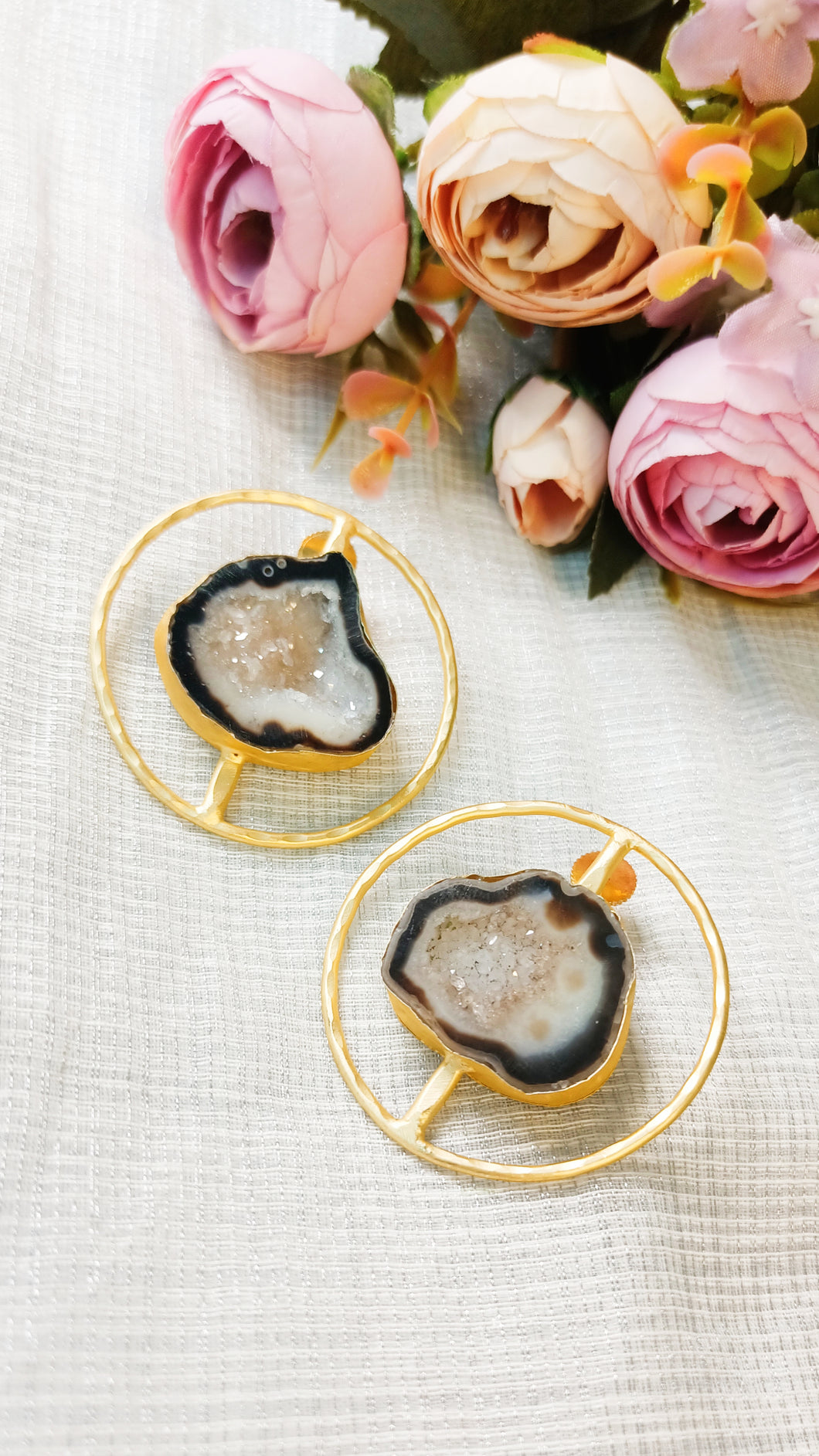 Scala Lia Black Window Druzy Stone Earrings