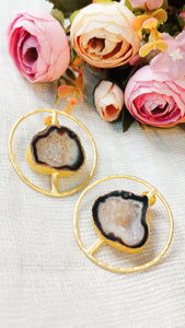 Scala Lia Black Window Druzy Stone Earrings