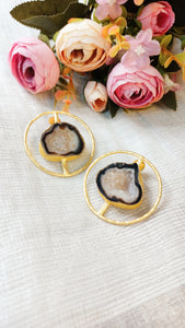 Scala Lia Black Window Druzy Stone Earrings