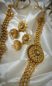 Viharika Golden Mala Jewelry Set