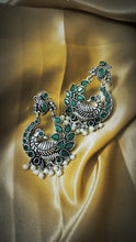 Load image into Gallery viewer, Minam German Silver Green Stone Earrings
